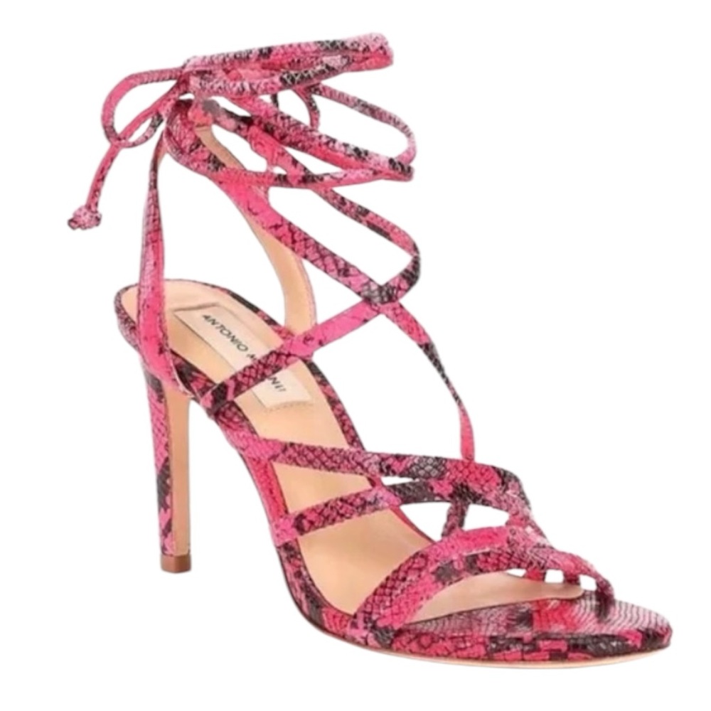 ANTONIA MELANI Vaylyn Snakeskin Strappy Heels Sz 8.5